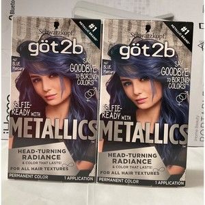 2x New Sealed Schwarzkopf Got2b Metallic Permanent Hair Color, M67  BLUE MERCURY